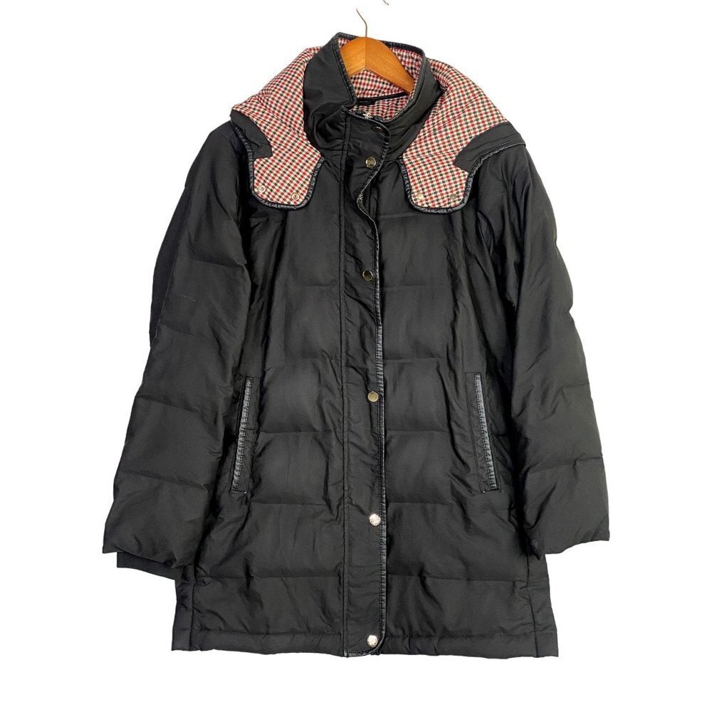 Zara Long Puffer Parka Hooded Jacket Long Sleeves Pockets Button Zip XS Black - Picture 1 of 14